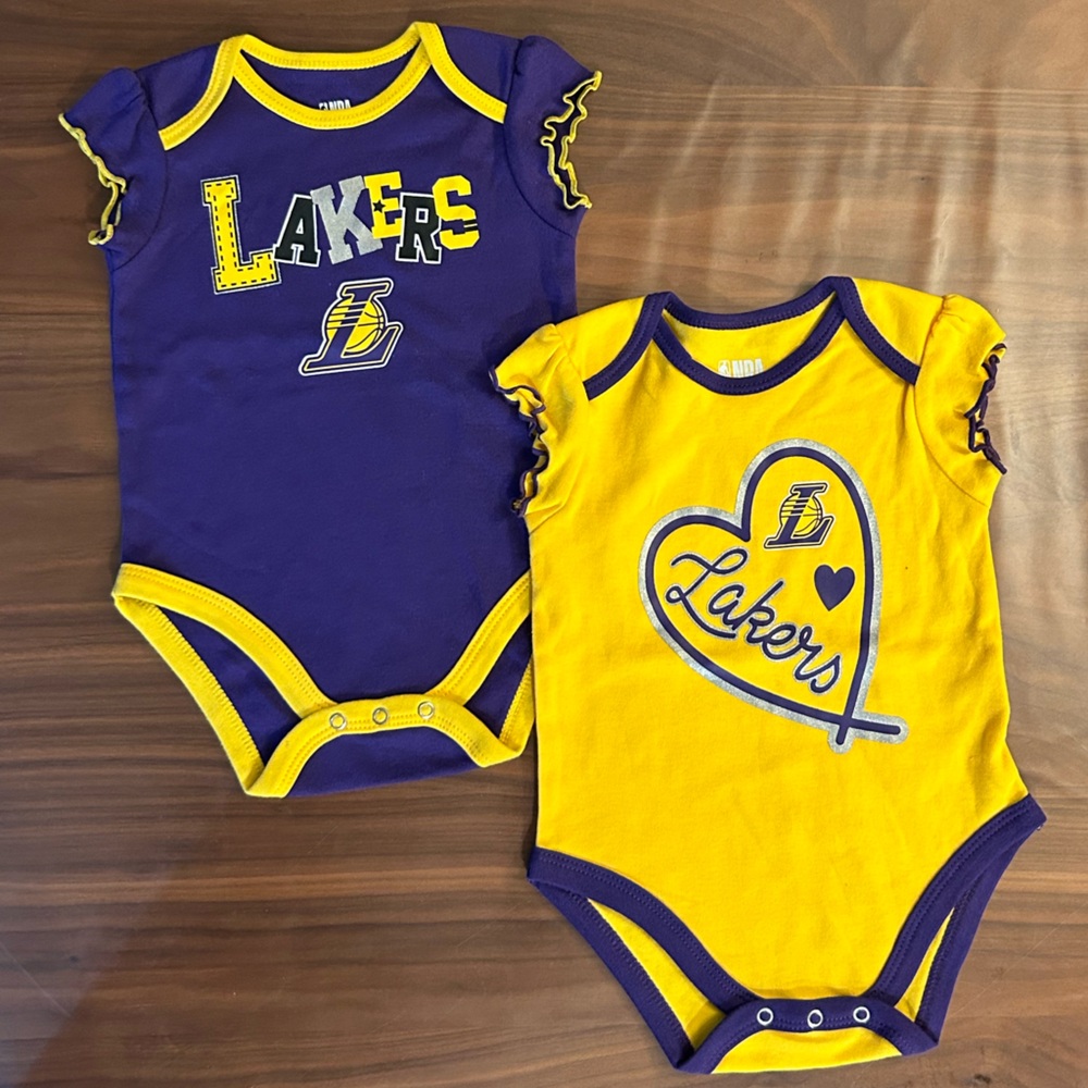 NWOT NBA Lakers basketball onesies